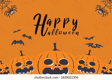 Orange Happy Halloween Background Texture With Pattern