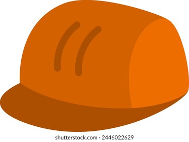 Orange hard hat icon. Construction site workwear illustration. Builder protection helmet picture isolated on white background
