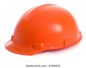 Orange hard hat. Vector illustration