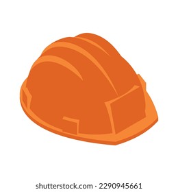 Orange hardhat isometric icon on white background 3d vector illustration