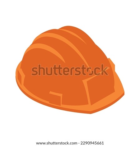 Orange hardhat isometric icon on white background 3d vector illustration