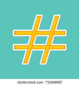 orange hashtag icon- vector illustration