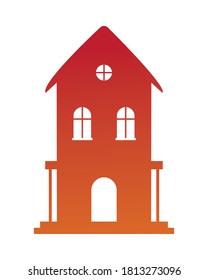 orangefarbenes Häusersilhouette, Vektordesign, Wohnungsbau, Wohnungsbau und Stadtdesign Vektorgrafik