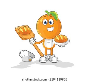 the orange head baker with bread. cartoon mascot vector