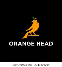 Orange Head bird logo design