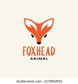 orange head fox minimal beast logo design vector graphic symbol icon illustration creative idea