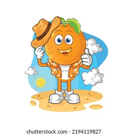 la cabeza naranja se va de vacaciones. vector de mascota de dibujos animados