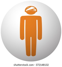 Orange Head icon on sphere isolated on white background