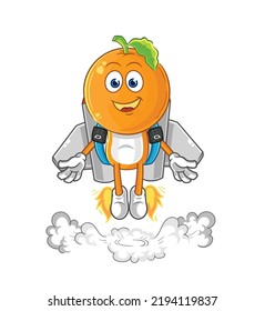 the orange head with jetpack mascot. cartoon vector