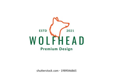 orange head lines fox or wolf logo symbol vector icon illustration graphic design