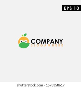 Orange Of Head Ninja Logo Design Vector Template. Modern Design. Vector Illustration