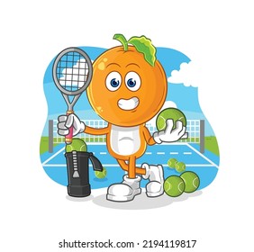 the orange head plays tennis illustration. character vector