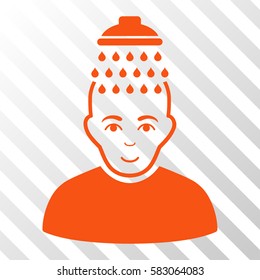 Orange Head Shower interface icon. Vector pictogram style is a flat symbol on diagonally hatched transparent background.