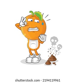 the orange head with stinky waste illustration. character vector