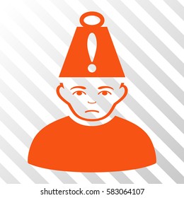 Orange Head Stress interface toolbar icon. Vector pictograph style is a flat symbol on diagonally hatched transparent background.