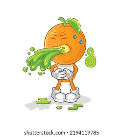 the orange head throw up cartoon. cartoon mascot vector