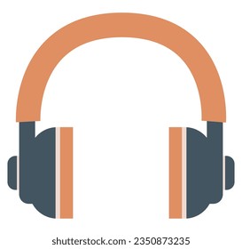 Orange headphones flat icon isolated on white background.
