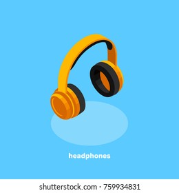 orange headphones, isometric icon