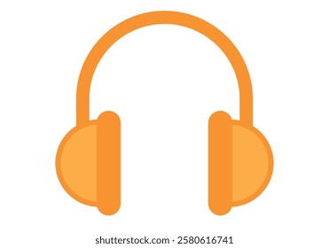 Orange headphones for listening to music on white background