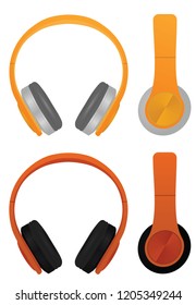 Orange headphones. vector illustration