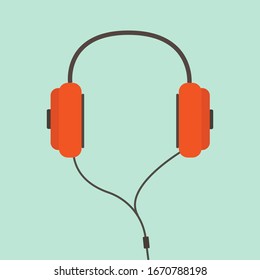 Orange headphones. Vector illustration eps10