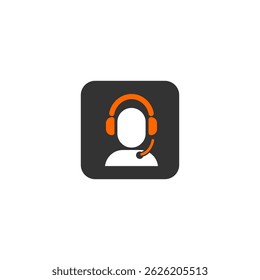 Orange Headset on Dark Support Icon