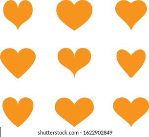 Orange heart icon vector. Flat love icon isolated on white. Heart vector for love logo, heart symbol, shape icon and Valentine's day. Cute heart icon for shape design, vector template