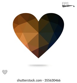 Orange heart isolated on white background. Geometric rumpled triangular low poly origami style gradient graphic illustration. Vector polygonal design for your business. Orange heart isolated on white background. Geometric rumpled triangular low poly origami style gradient graphic illustration. Vector polygonal design for your business.