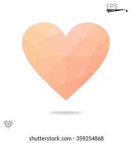 Orange heart isolated on white background. Geometric rumpled triangular low poly origami style gradient graphic illustration. Vector polygonal design for your business. Orange heart isolated on white background. Geometric rumpled triangular low poly origami style gradient graphic illustration. Vector polygonal design for your business.
