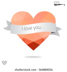 Orange heart isolated on white background. Geometric rumpled triangular low poly origami style gradient graphic illustration. Vector polygonal design for your business. Orange heart isolated on white background. Geometric rumpled triangular low poly origami style gradient graphic illustration. Vector polygonal design for your business.