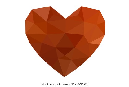 Orange heart isolated on white background. Geometric rumpled triangular low poly origami style gradient graphic illustration. Vector polygonal design for your business.