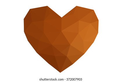 Orange heart isolated on white background. Geometric rumpled triangular low poly origami style gradient graphic illustration. Vector polygonal design for your business.