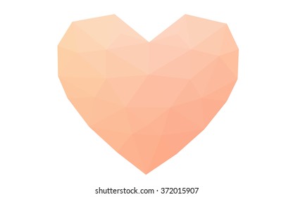 Orange heart isolated on white background. Geometric rumpled triangular low poly origami style gradient graphic illustration. Vector polygonal design for your business.