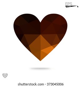 Orange heart isolated on white background. Geometric rumpled triangular low poly origami style gradient graphic illustration. Vector polygonal design for your business. Orange heart isolated on white background. Geometric rumpled triangular low poly origami style gradient graphic illustration. Vector polygonal design for your business.