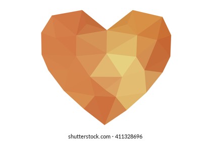 Orange heart isolated on white background. Geometric rumpled triangular low poly origami style gradient graphic illustration. Vector polygonal design for your business.