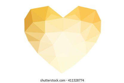 Orange heart isolated on white background. Geometric rumpled triangular low poly origami style gradient graphic illustration. Vector polygonal design for your business.