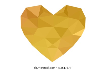 Orange heart isolated on white background. Geometric rumpled triangular low poly origami style gradient graphic illustration. Vector polygonal design for your business.