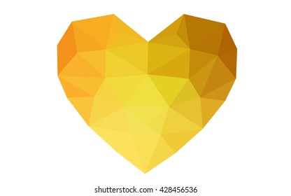 Orange heart isolated on white background. Geometric rumpled triangular low poly origami style gradient graphic illustration. Vector polygonal design for your business.