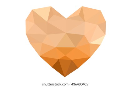 Orange heart isolated on white background. Geometric rumpled triangular low poly origami style gradient graphic illustration. Vector polygonal design for your business.