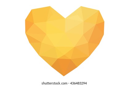 Orange heart isolated on white background. Geometric rumpled triangular low poly origami style gradient graphic illustration. Vector polygonal design for your business.