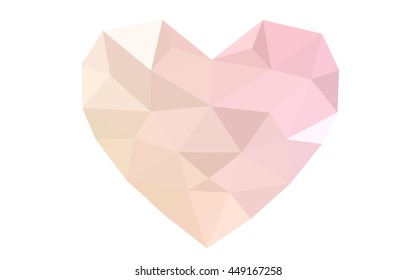 Orange heart isolated on white background. Geometric rumpled triangular low poly origami style gradient graphic illustration. Vector polygonal design for your business.