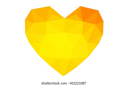 Orange heart isolated on white background. 