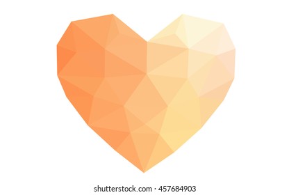 Orange heart isolated on white background. Geometric rumpled triangular low poly origami style gradient graphic illustration. Vector polygonal design for your business.