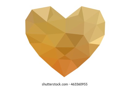 Orange heart isolated on white background. Geometric rumpled triangular low poly origami style gradient graphic illustration. Vector polygonal design for your business.
