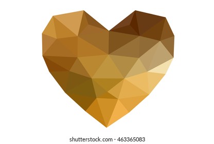 Orange heart isolated on white background. Geometric rumpled triangular low poly origami style gradient graphic illustration. Vector polygonal design for your business.