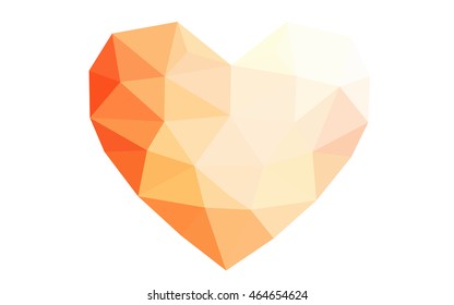 Orange heart isolated on white background. Geometric rumpled triangular low poly origami style gradient graphic illustration. Vector polygonal design for your business.