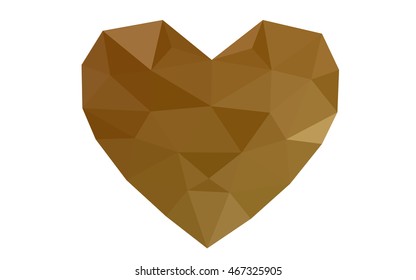 Orange heart isolated on white background. Geometric rumpled triangular low poly origami style gradient graphic illustration. Vector polygonal design for your business.
