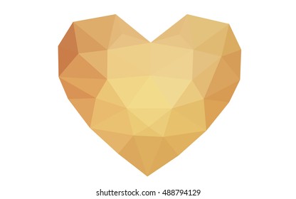 Orange heart isolated on white background. Geometric rumpled triangular low poly origami style gradient graphic illustration. Vector polygonal design for your business.
