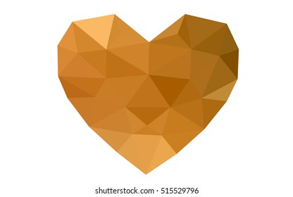 Orange heart isolated on white background. Geometric rumpled triangular low poly origami style gradient graphic illustration. Vector polygonal design for your business.