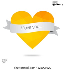 Orange heart isolated on white background. Geometric rumpled triangular low poly origami style gradient graphic illustration. Vector polygonal design for your business. Orange heart isolated on white background. Geometric rumpled triangular low poly origami style gradient graphic illustration. Vector polygonal design for your business.